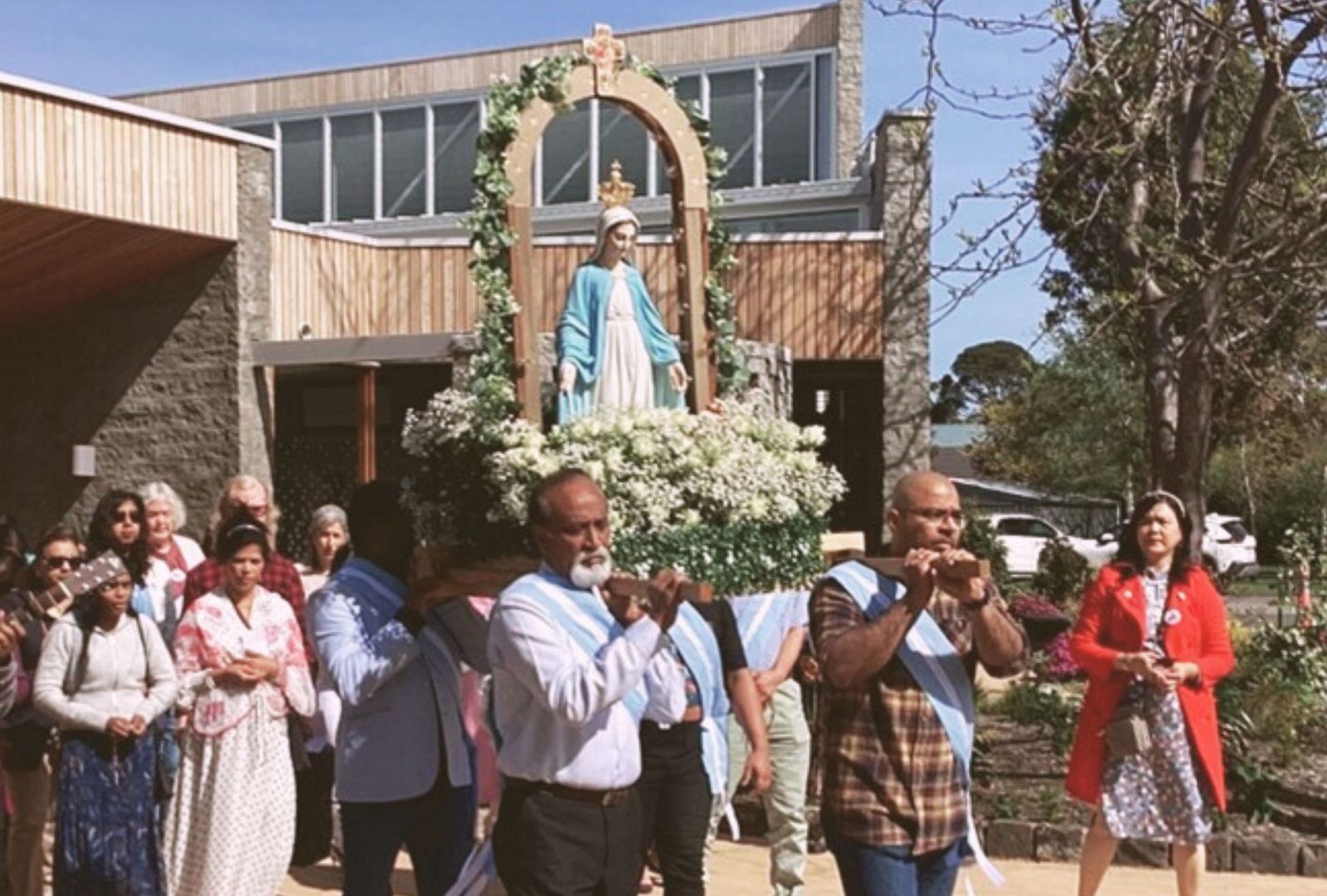 Statue of Mary in a procession
