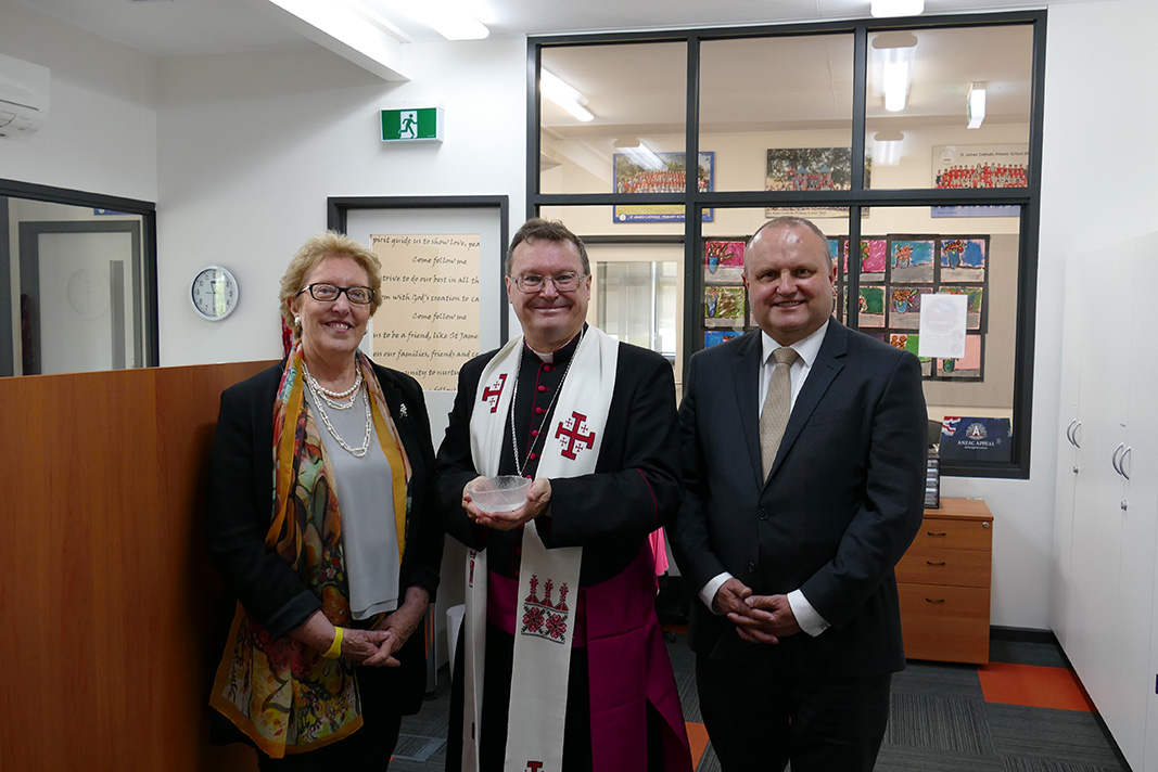 Maria Kirkwood Director DOSCEL, Bishop Pat O'Regan, Hon Jason Wood MP