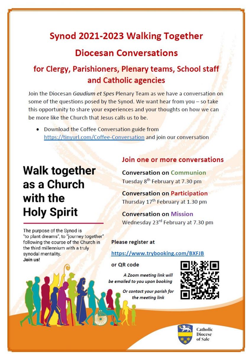 Calendrier Emmaüs Mably 2023 Diocesan Conversations - 3 Opportunities To Be Involved Synod 2021-2023  Consultations - Catholic Diocese Of Sale